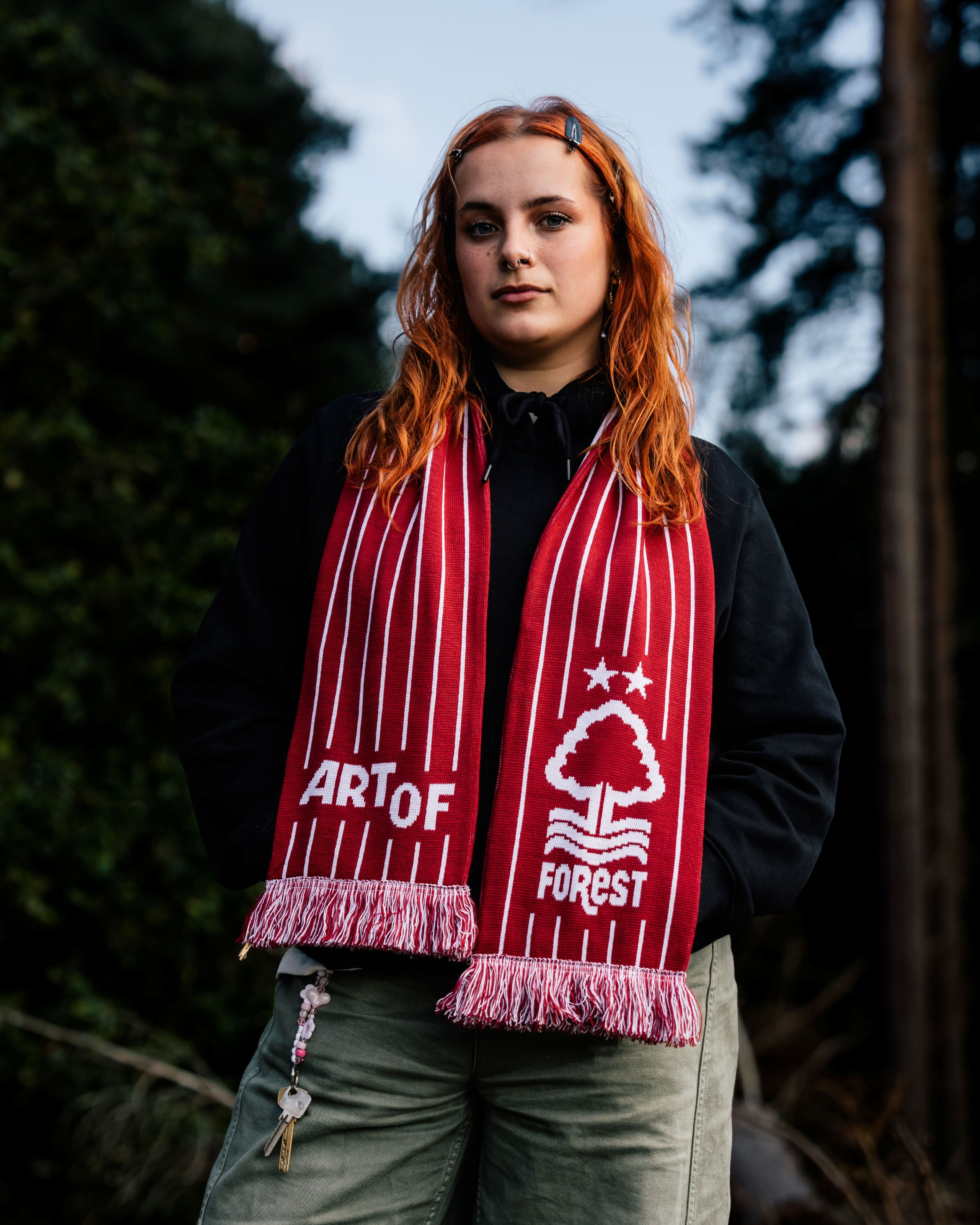 ART OF x Forest Heritage Scarf | NFFC Red Knitted Football Accessories