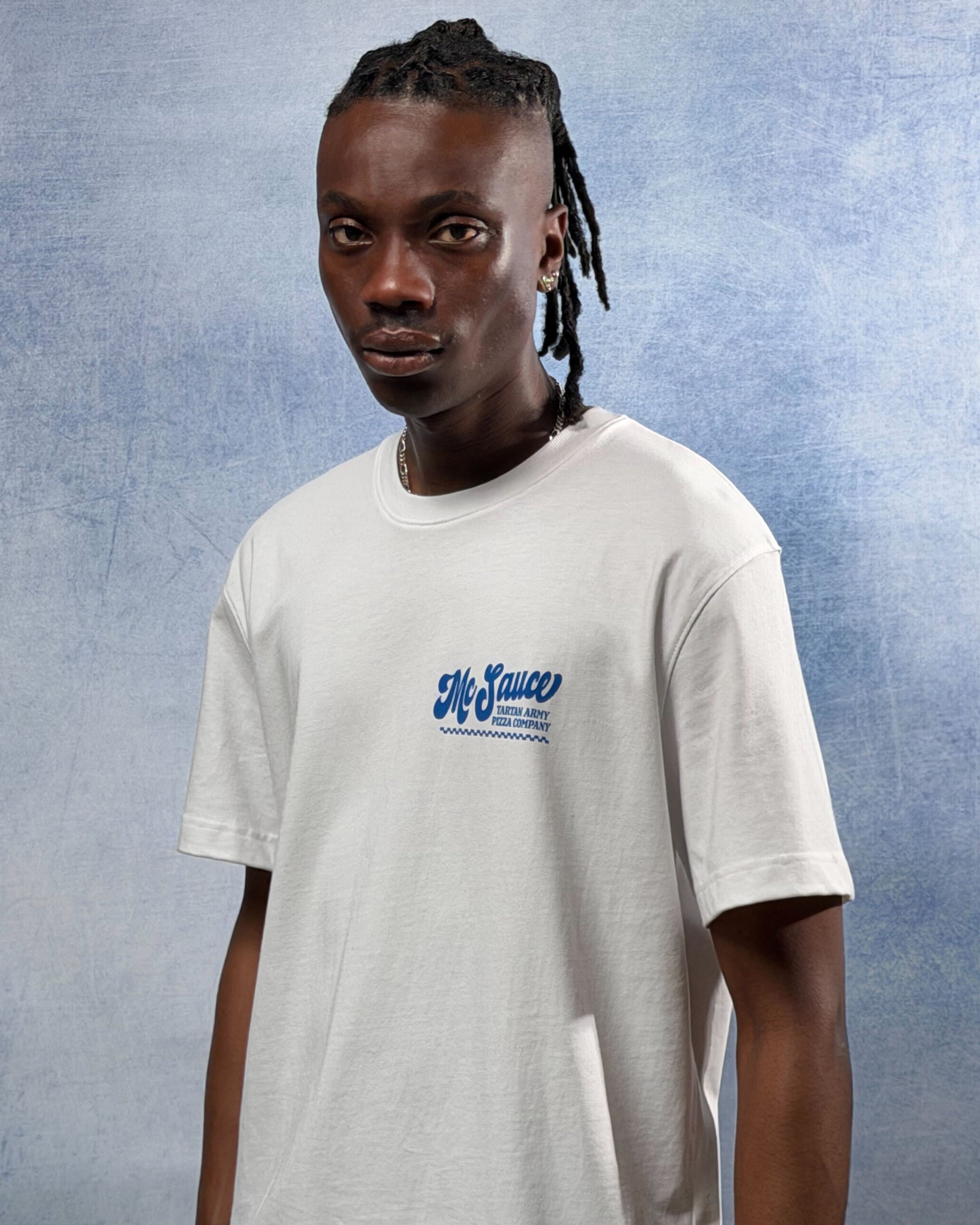 ART OF McSauce Pizza Co Tee | White Graphic Football T-shirt