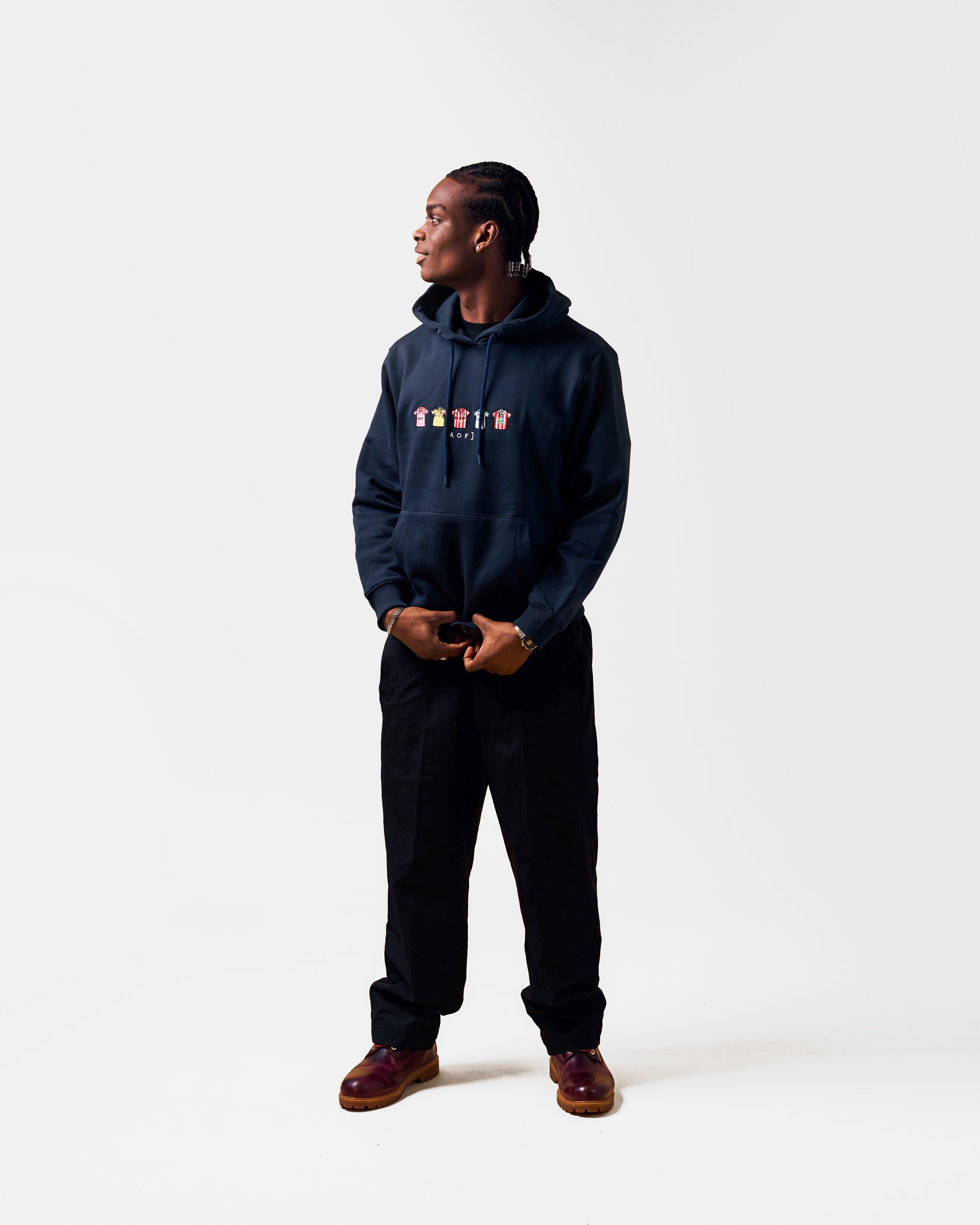 AOF SAFC Embroidered Classics | Navy Hoodie | Art of Football