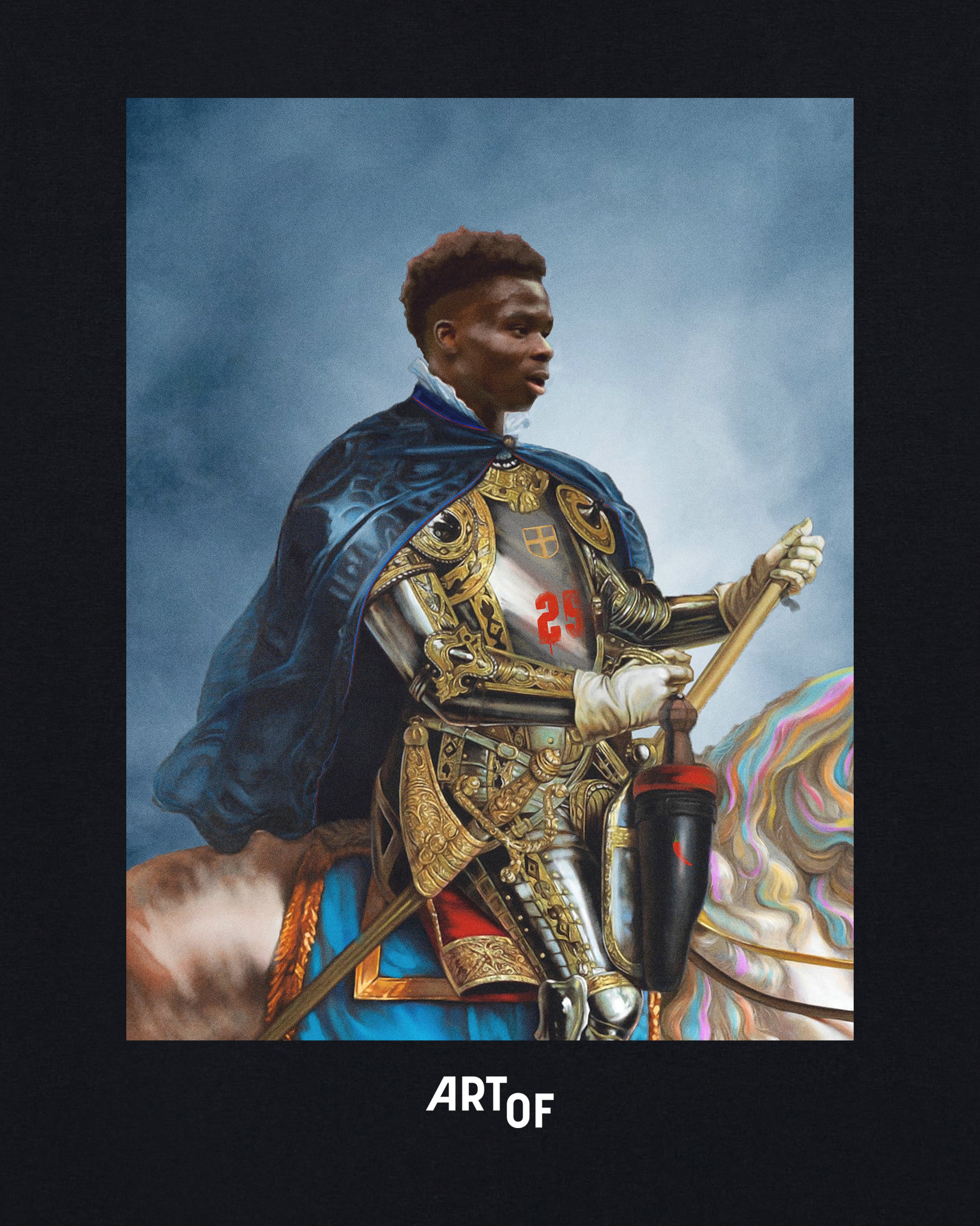 ART OF Saka The Brave Tee | Black Graphic Football T-shirt