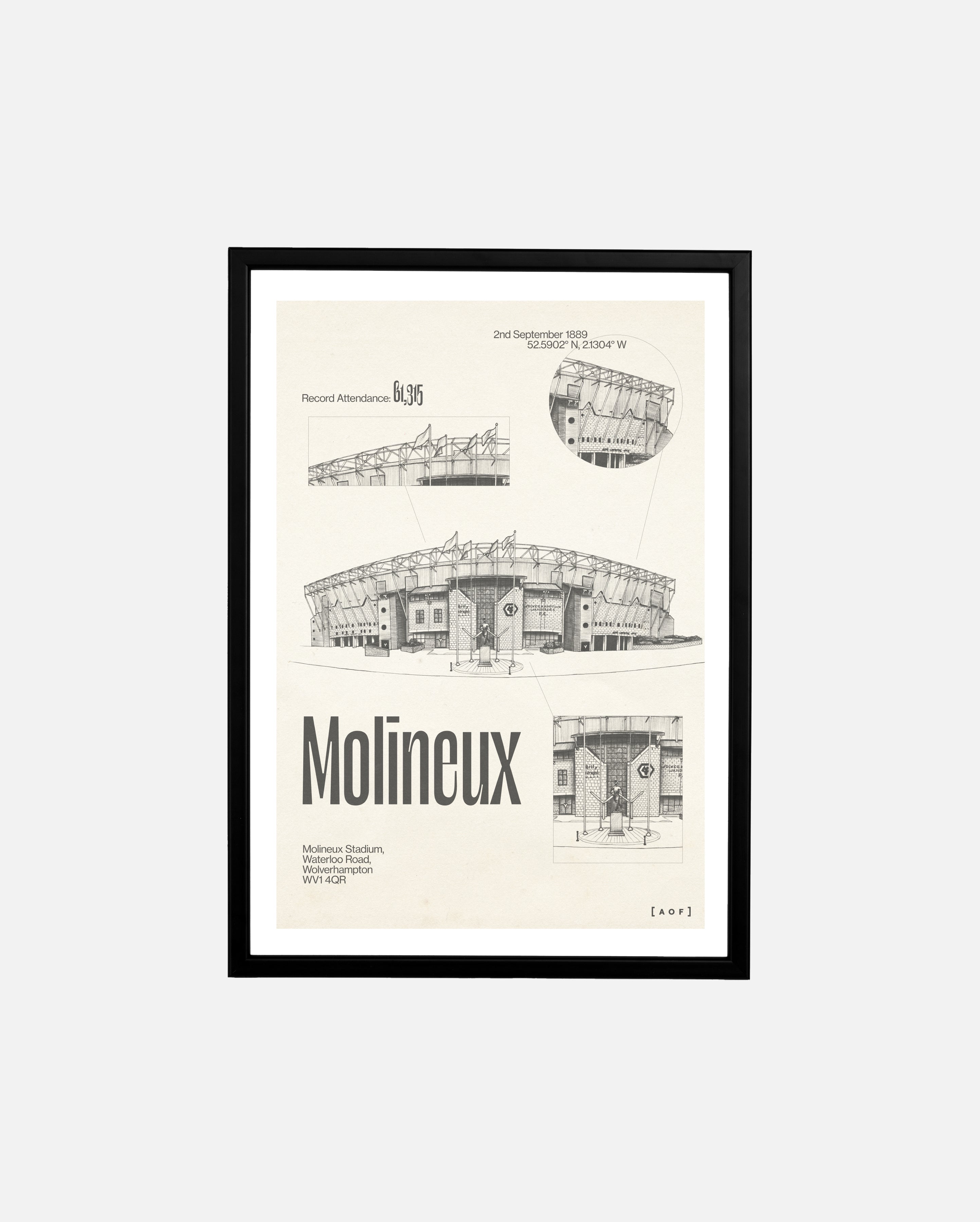 ART OF x Wolves The Wanderers Blueprint Framed Print | Football Art