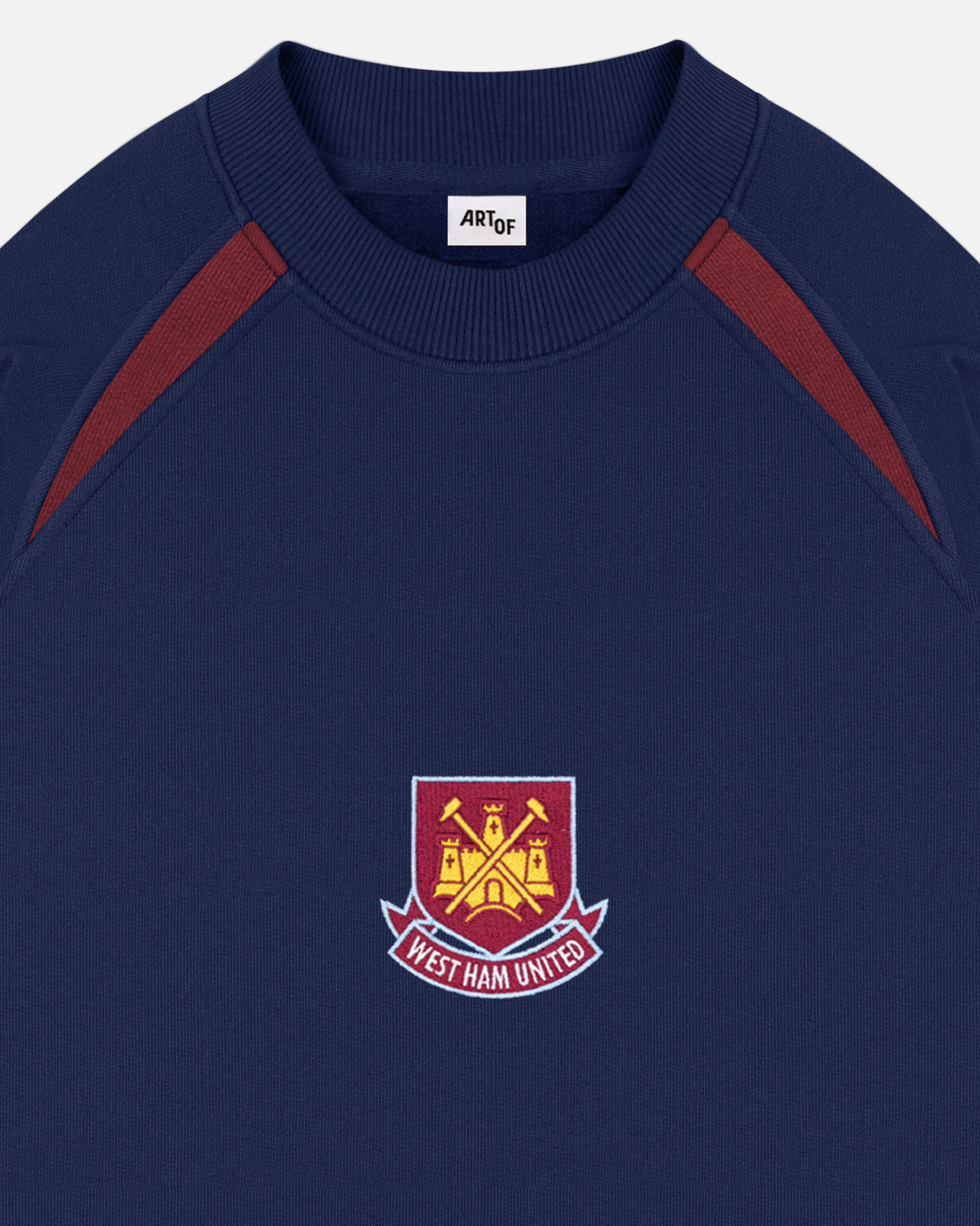 ART OF West Ham Navy Panelled Sweat | WHUFC Embroidered Football Merch