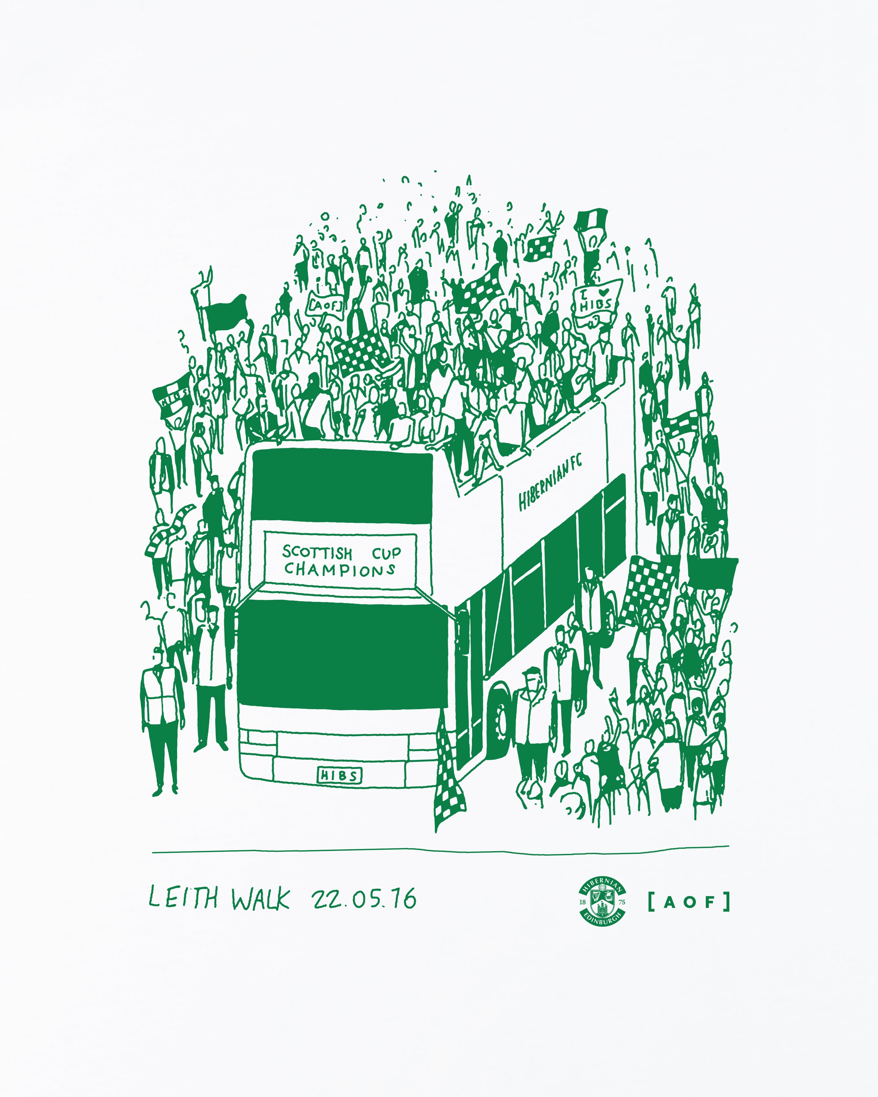 ART OF x Hibernian Leith Walk Tee | HFC White Graphic Football T-shirt