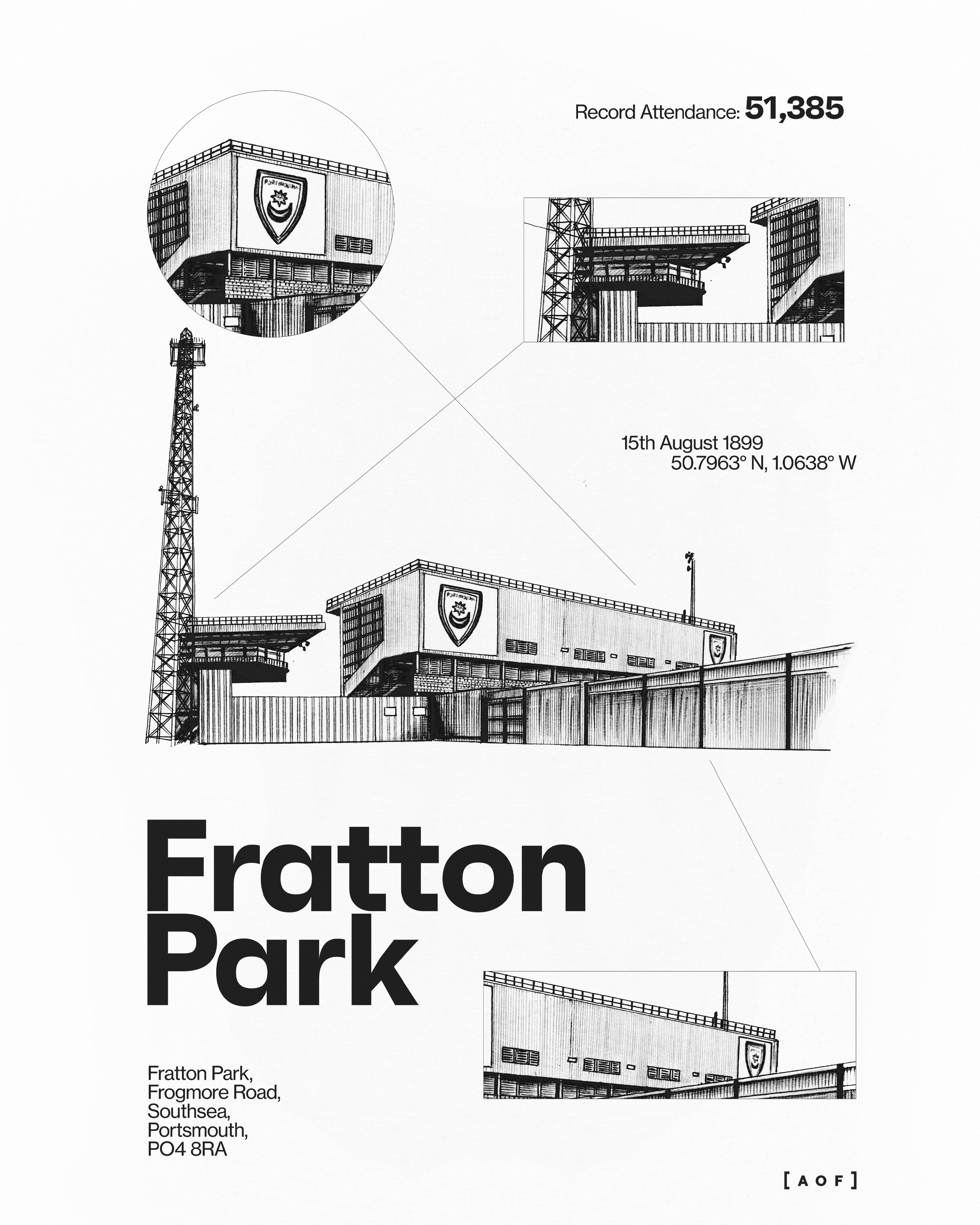 ART OF Portsmouth Blueprint Tee | White Graphic Football T-shirt