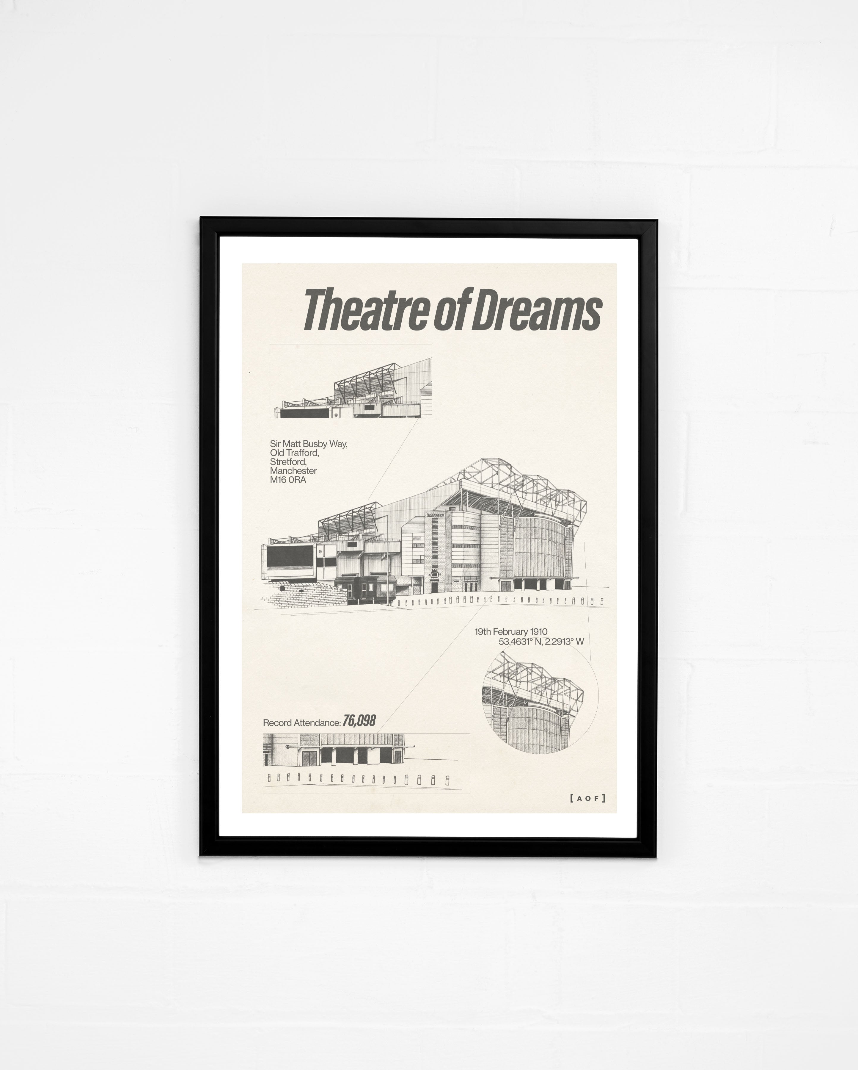 ART OF United's Theatre Blueprint Framed Print | MUFC Football Art