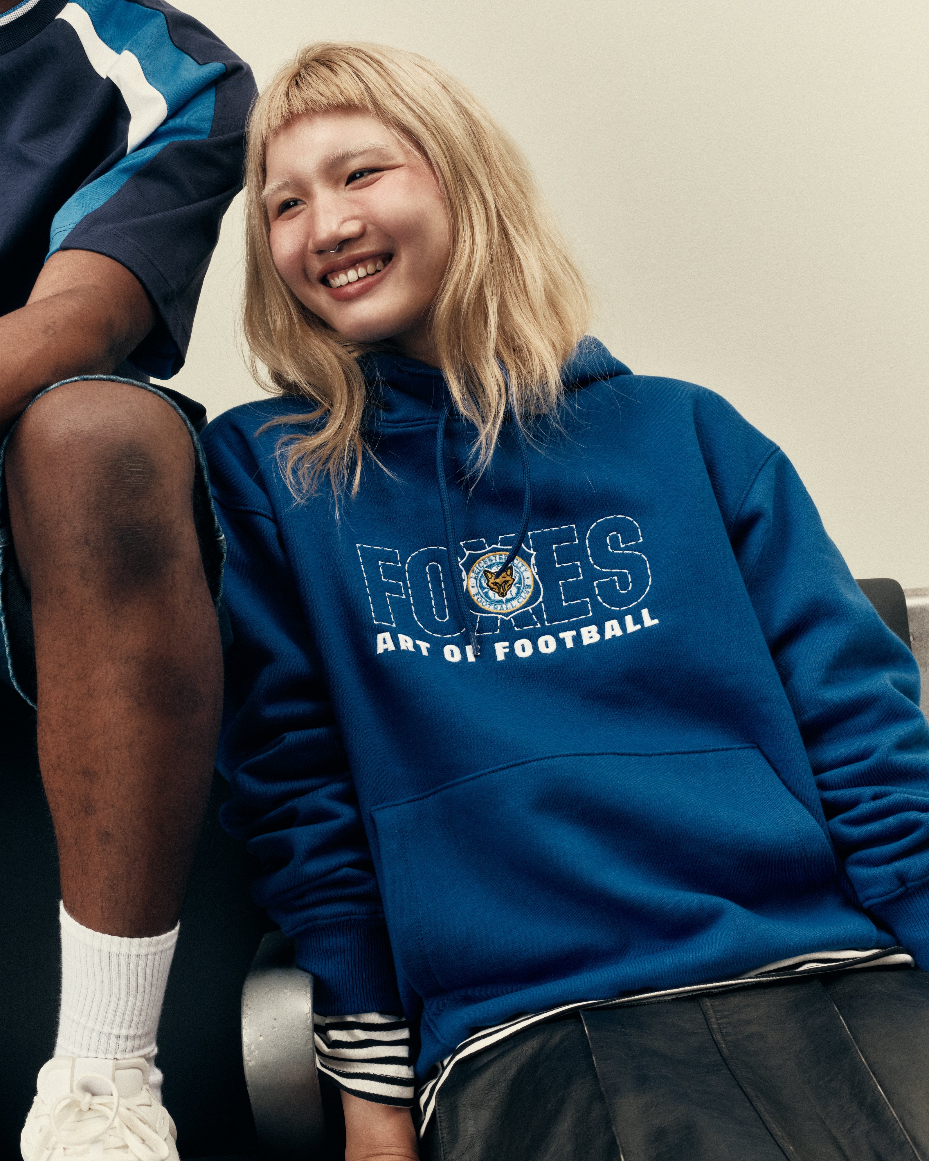 AOF x Leicester 90s Hoodie | Blue Embroidered Top | Art of Football