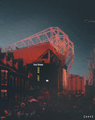 ART OF United East Stand by Night Framed Print | MUFC Football Art