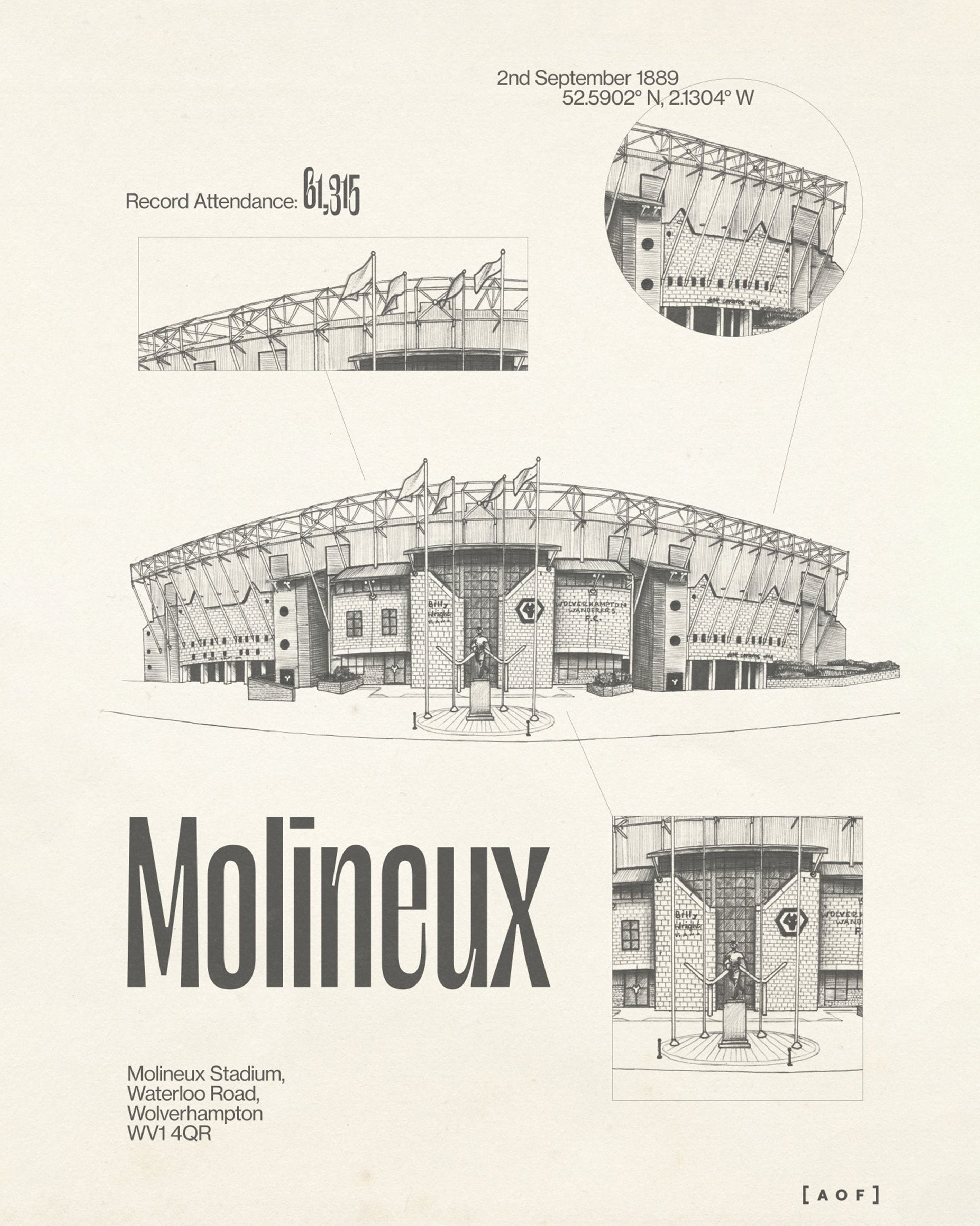 ART OF x Wolves The Wanderers Blueprint Framed Print | Football Art
