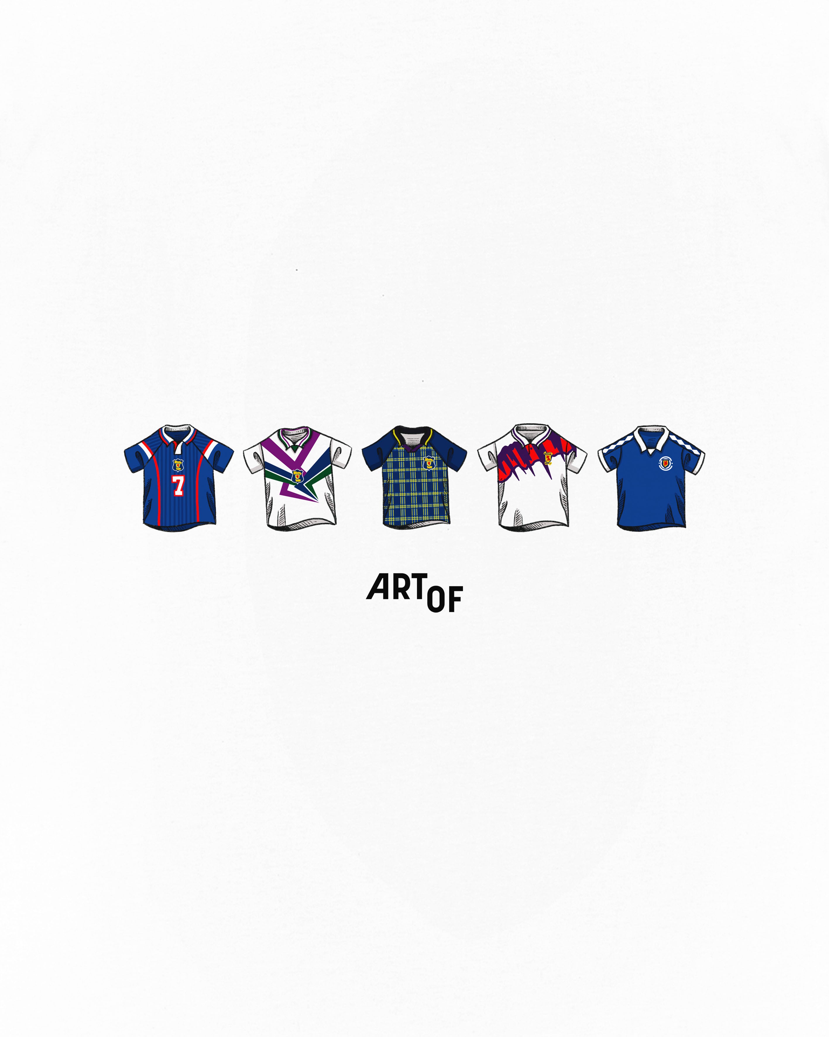 ART OF Scotland Printed Classics Tee | White Graphic Football T-shirt